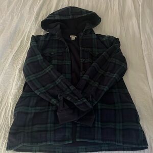 LL Bean hooded fleece lined flannel